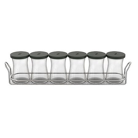 JG 6 PORTA CONDIMENTOS ZEST TAMPA SILICONE CINZA 6X9X6