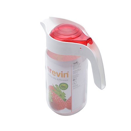 JARRA DE VIDRO TRANSPARENTE E VERMELHA 1l