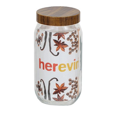 POTE DE VIDRO WOOD TRANSPARENTE E MARROM 1l