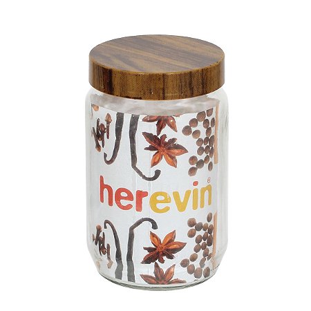 POTE DE VIDRO WOOD TRANSPARENTE E MARROM 660ml