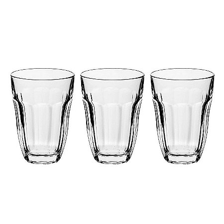 JG DE 3 COPOS BAROQUE EM VIDRO 235ML A10,5CM