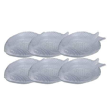 JG DE 6 PRATOS PARA SOBREMESA MARINE EM VIDRO L20XP16XA3CM