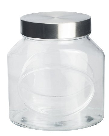 POTE DE VIDRO ELIPS COM TAMPA DE METAL 1500ML