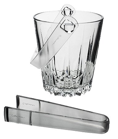BALDE GELO 800ML C/PINÇA KARAT VIDRO COM PINÇA ACRÍLICA