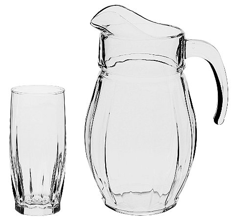 JG DE JARRA 2L E 6 COPOS 320ML DANCE INDIGO EM VIDRO