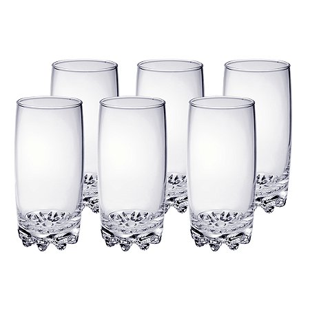 JG DE 6 COPOS ALTOS SYLVANA EM VIDRO 385ML