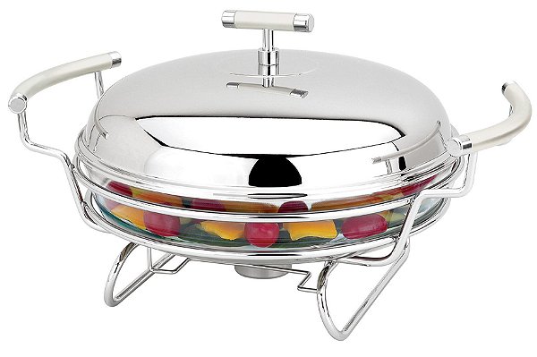 RECHAUD PERLE REDONDO EM INOX E VIDRO 2.5L