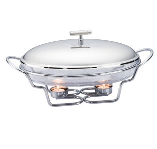 RECHAUD DE VIDRO C/TAMPA DE AÇO INOX SATIN OVAL 3L