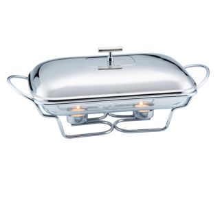 RECHAUD DE VIDRO C/TAMPA DE AÇO INOX SATIN RETANGULAR 3L