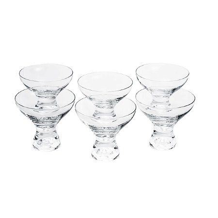 CJ 6 TAÇAS P/SORVETE DE CRISTAL ECOLOGICO LEDA 330ML