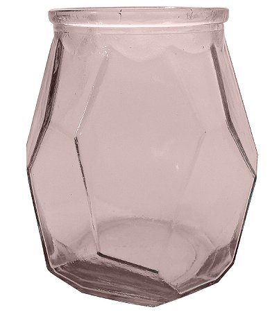 VASO DE VIDRO ORIGAMI 19CM ROSA