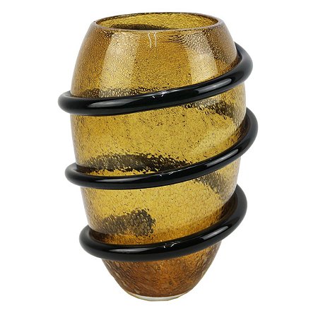 VASO EM VIDRO AMARELO E PRETO