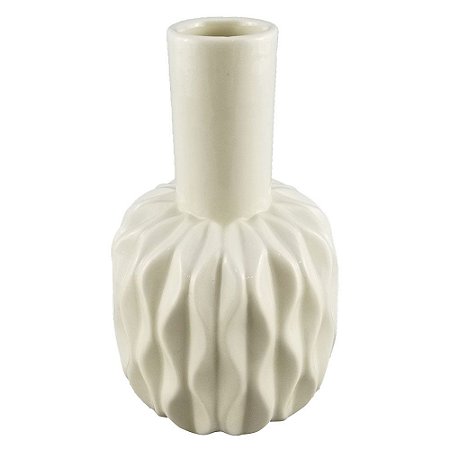 VASO DE CERAMICA BRANCO COM DESENHOS EM TEXTURA 8CM X 8CM X