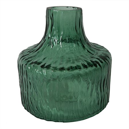 VASO DE VIDRO VERDE COM TEXTURA