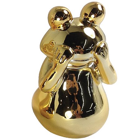 SAPO DECORATIVO NAO FALA DOURADO - 9X7X12 CM
