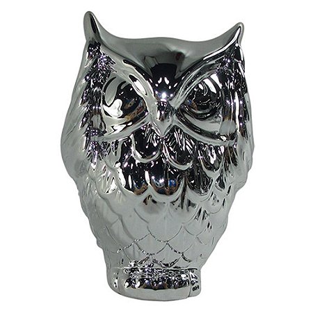 CORUJA DECORATIVA QUE NAO ESCUTA EM CERAMICA PRATA 8CM X 6CM