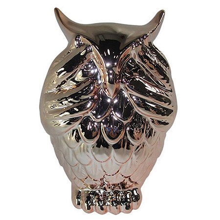CORUJA DECORATIVA QUE NAO VE EM CERAMICA COBRE 11CM X 10CM X