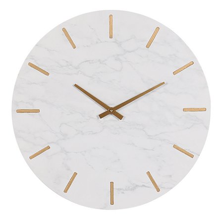 RELOGIO DE PAREDE EM METAL BRANCO E DOURADO