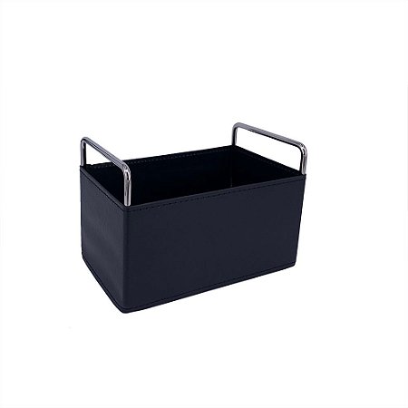 PORTA UTENSILIOS METAL E COURO SINTETICO MARROM