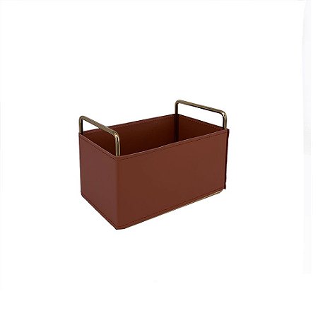 PORTA UTENSILIOS METAL E COURO SINTETICO PRETO