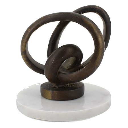 PECA DECORATIVA DE RESINA E MÁRMORE BRONZE E BRANCA