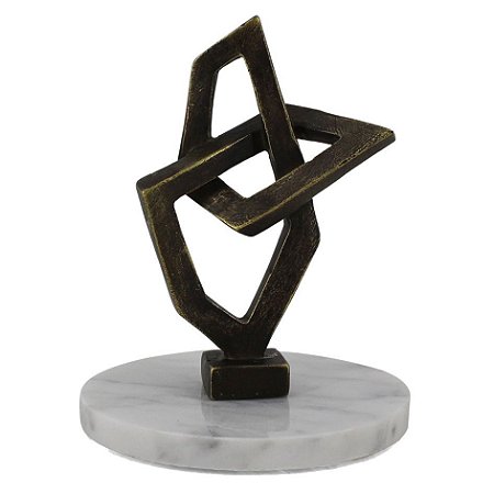 PECA DECORATIVA DE RESINA E MÁRMORE BRONZE E BRANCA