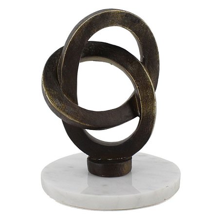 PECA DECORATIVA DE RESINA E MÁRMORE BRONZE E BRANCA