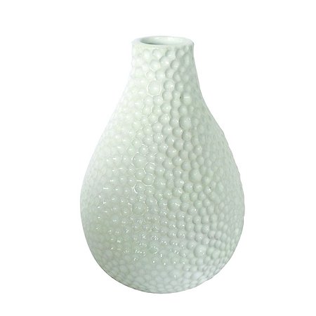 VASO DECORATIVO DE CERAMICA BRANCO13,5CM X 13,5CM X 19CM