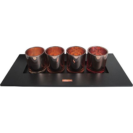 CASTICAL DE VIDRO PARA 4 VELAS - 59X26X13 CM
