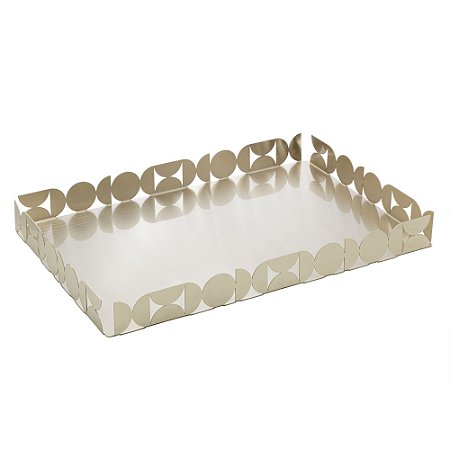 BANDEJA DE AÇO INOX BAUHAUS CHAMPANHE 46,5CM X 30CM X 4,5CM - WOLFF