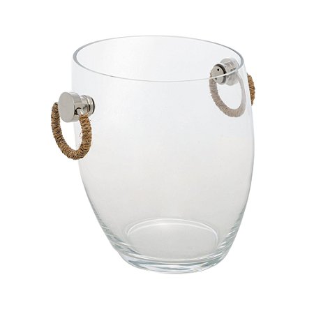 BALDE DE VIDRO COM ALÇA EM SISAL NATURE 24,5CM X 21,5CM X 21,5CM - WOLFF