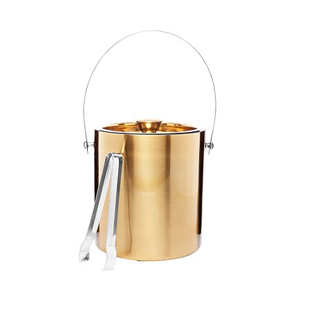 BALDE DE GELO DE AÇO INOX DOURADO OLD FASHIONED - WOLFF