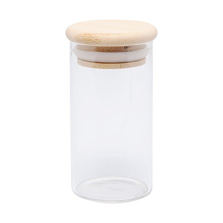 PORTA MANTIMENTO DE VIDRO BOROSSILICATO COM TAMPA DE BAMBU 120ML - WOLFF