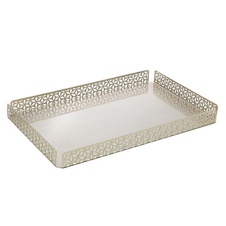 BANDEJA DE AÇO INOX GARDEN CHAMPANHE 48CM X 30CM X 4CM - WOLFF