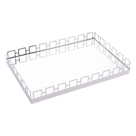 BANDEJA DE AÇO INOX COM ESPELHO ELOS 45CM X 33CMX 5CM - WOLFF