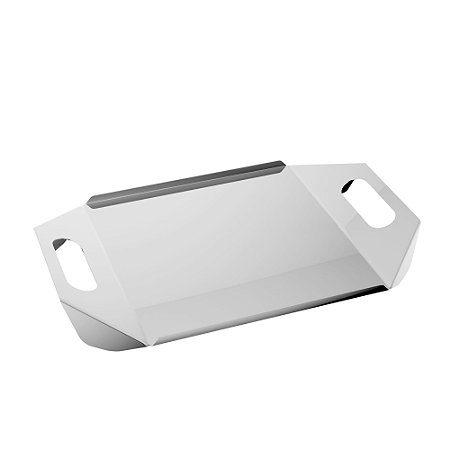 BANDEJA DE AÇO INOX COM ALÇA ORIGAMI 54CM X 31CM X 6CM - WOLFF
