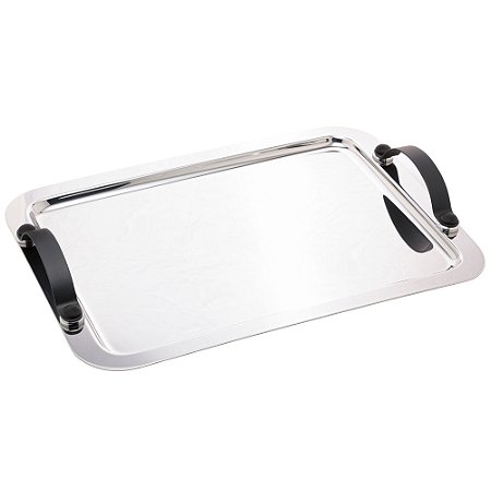 BANDEJA DE AÇO INOX COM ALÇA MANHANTTAN PRETO FOSCO 33CM X 27CM X 4,5CM - WOLFF