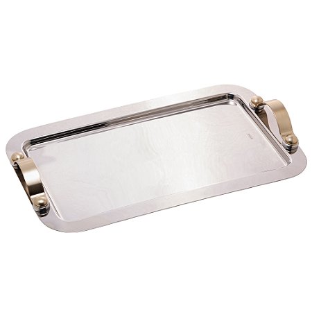 BANDEJA DE AÇO INOX COM ALÇA MANHANTTAN CHAMPANHE 43CM X 34CM X 5CM - WOLFF