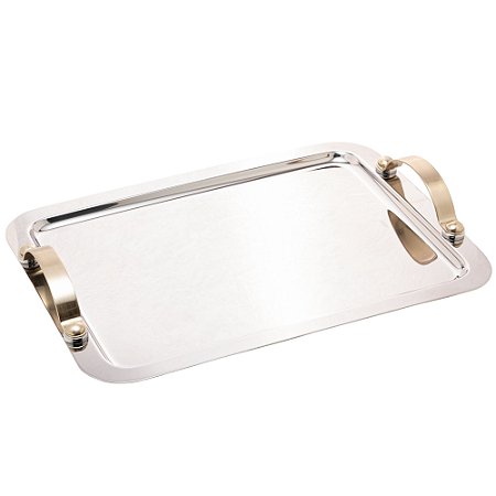 BANDEJA DE AÇO INOX COM ALÇA MANHANTTAN CHAMPANHE 28CM X 22,5CM X 4,5CM - WOLFF