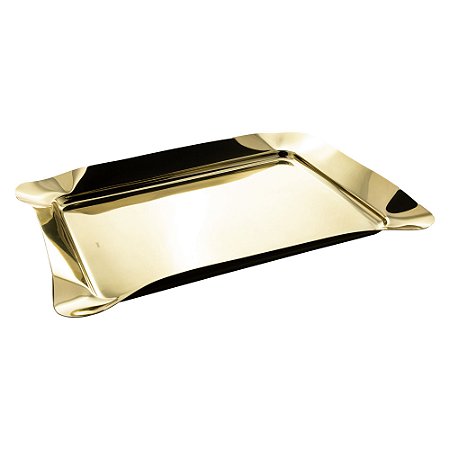 BANDEJA DE AÇO INOX CHAMPANHE BONBON 43CM X 32,5CM X 3,5CM - WOLFF