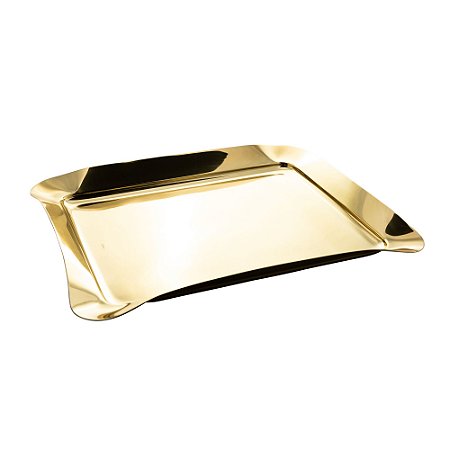 BANDEJA DE AÇO INOX BONBON DOURADA 43CM X 34CM X 4,5CM - WOLFF