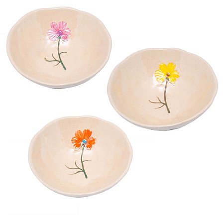 BOWL DECORATIVO DE CERÂMICA FLOR SORTIDO TRENTO 18CM X 18CM X 7CM - WOLFF