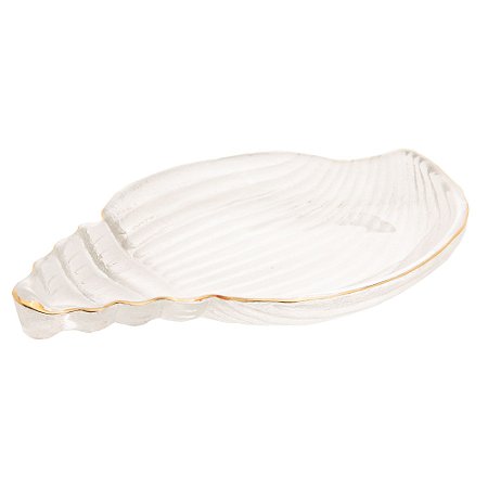 BOWL DE VIDRO CONCHA COM FIO DE OURO CARACOL 21CM X 15,5CM - WOLFF