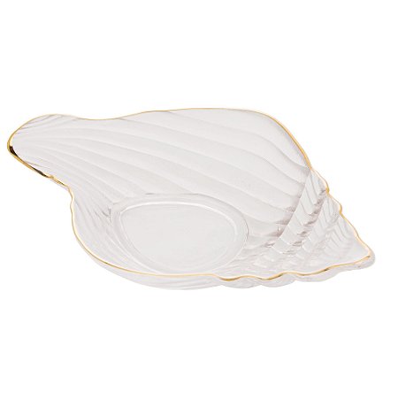 BOWL DE VIDRO CONCHA COM FILETE TROMPETE DOURADO 20CM X 12CM - WOLFF