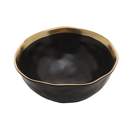 BOWL DE PORCELANA DUBAI PRETO E DOURADO 15CM X 6CM - WOLFF