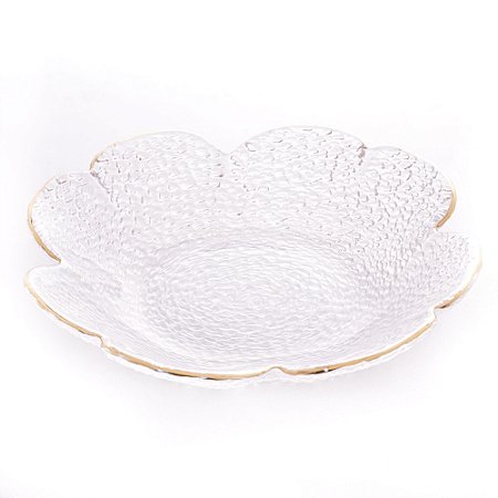 BOWL DE CRISTAL MARTELADO COM BORDA DOURADA TAJ FLOR 18,5CM X 3,5CM - WOLFF