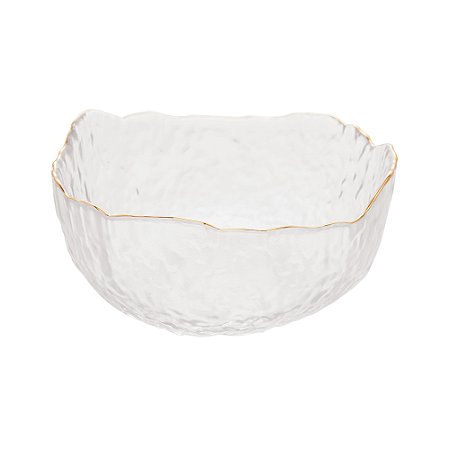 BOWL DE CRISTAL MARTELADO COM BORDA DOURADA TAJ 17CM X 8CM - WOLFF