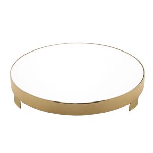 BANDEJA ESPELHADA COM PÉ DOURADA 36CM - WOLFF