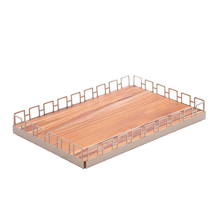 BANDEJA DE MADEIRA TECA ELOS 37CM X 25CM X 5CM - WOLFF CRAFT