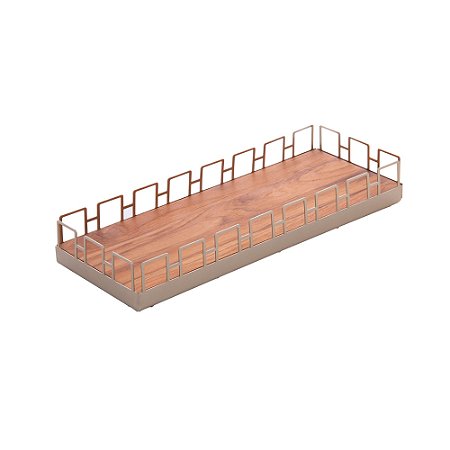 BANDEJA DE MADEIRA TECA ELOS 32CM X 12CM X 5CM - WOLFF CRAFT